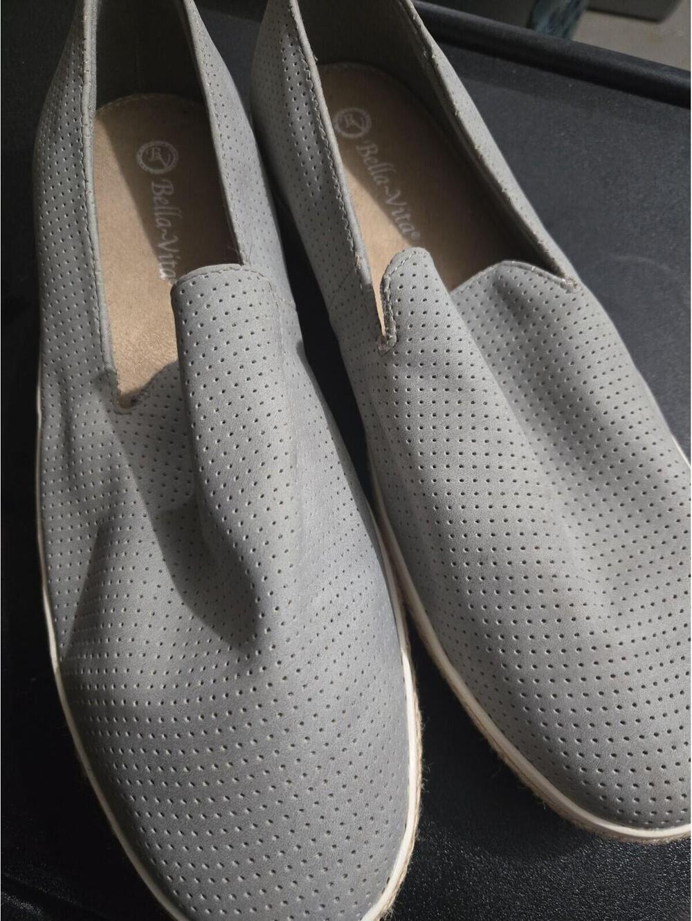 Bella Vita Women's Perforated Gray Slip-on Espadrille Flats - Size 12 WW - Picture 6 of 6